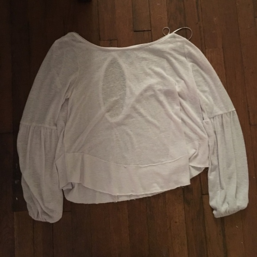 Free People White Linen Keyback Top